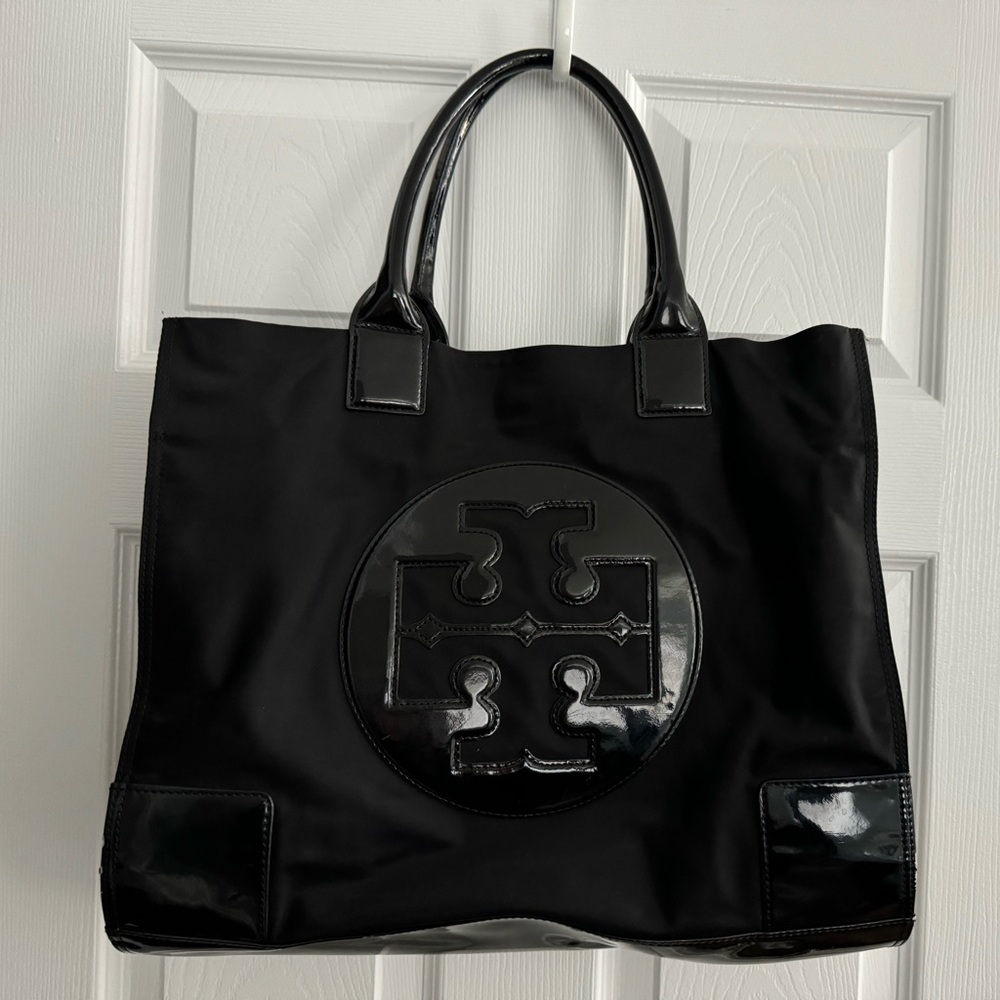 Tory Burch Black Large Black Ella Tote 16x13